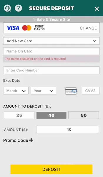 BetFusion Deposit Step