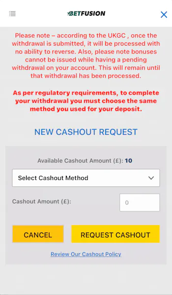 BetFusion Withdrawal