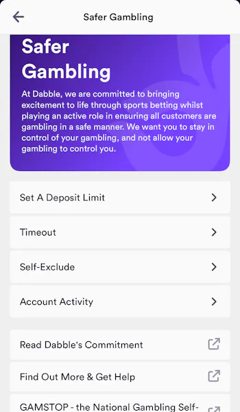 Dabble Responsible Gambling