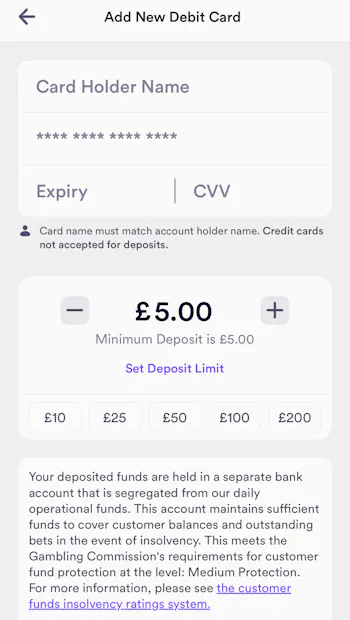 Dabble Deposit - Set Amount