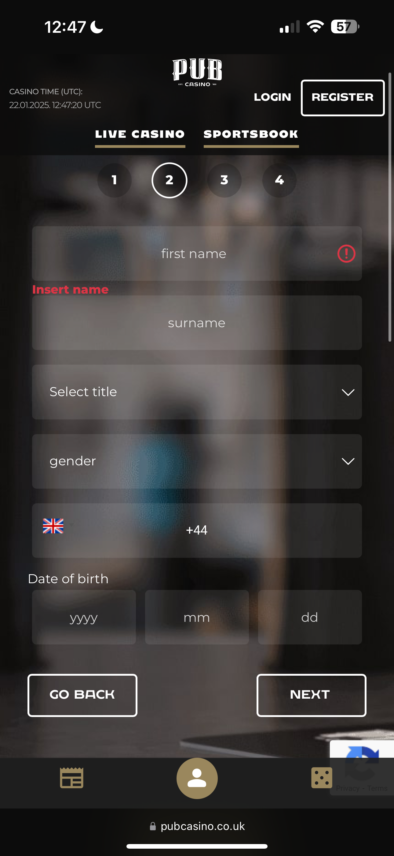 Pub Casino Sign Up 3