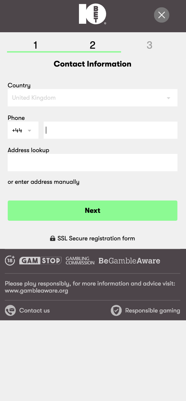 10Bet Signup 3