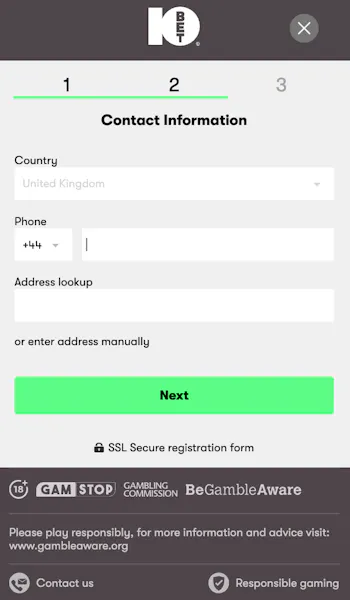 10Bet Signup 3