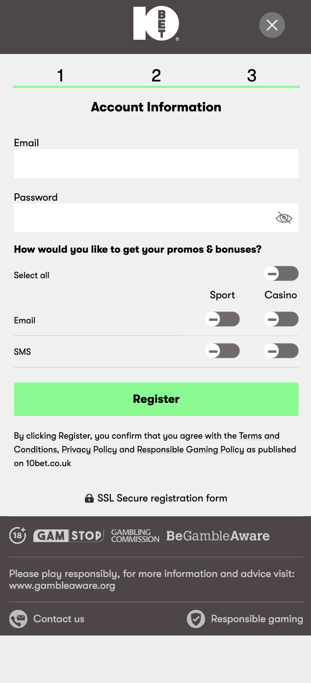 10Bet Signup 4