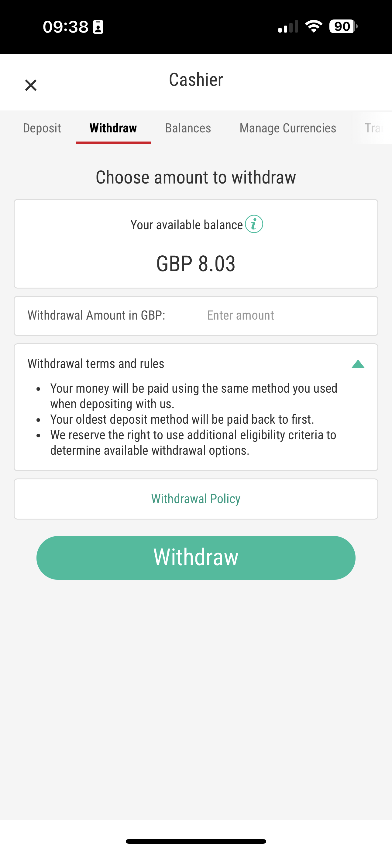 PokerStars Withdraw 3