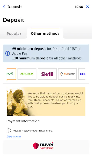 Betfair App Deposit Options