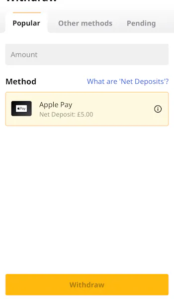 Betfair App Withdrawal Method
