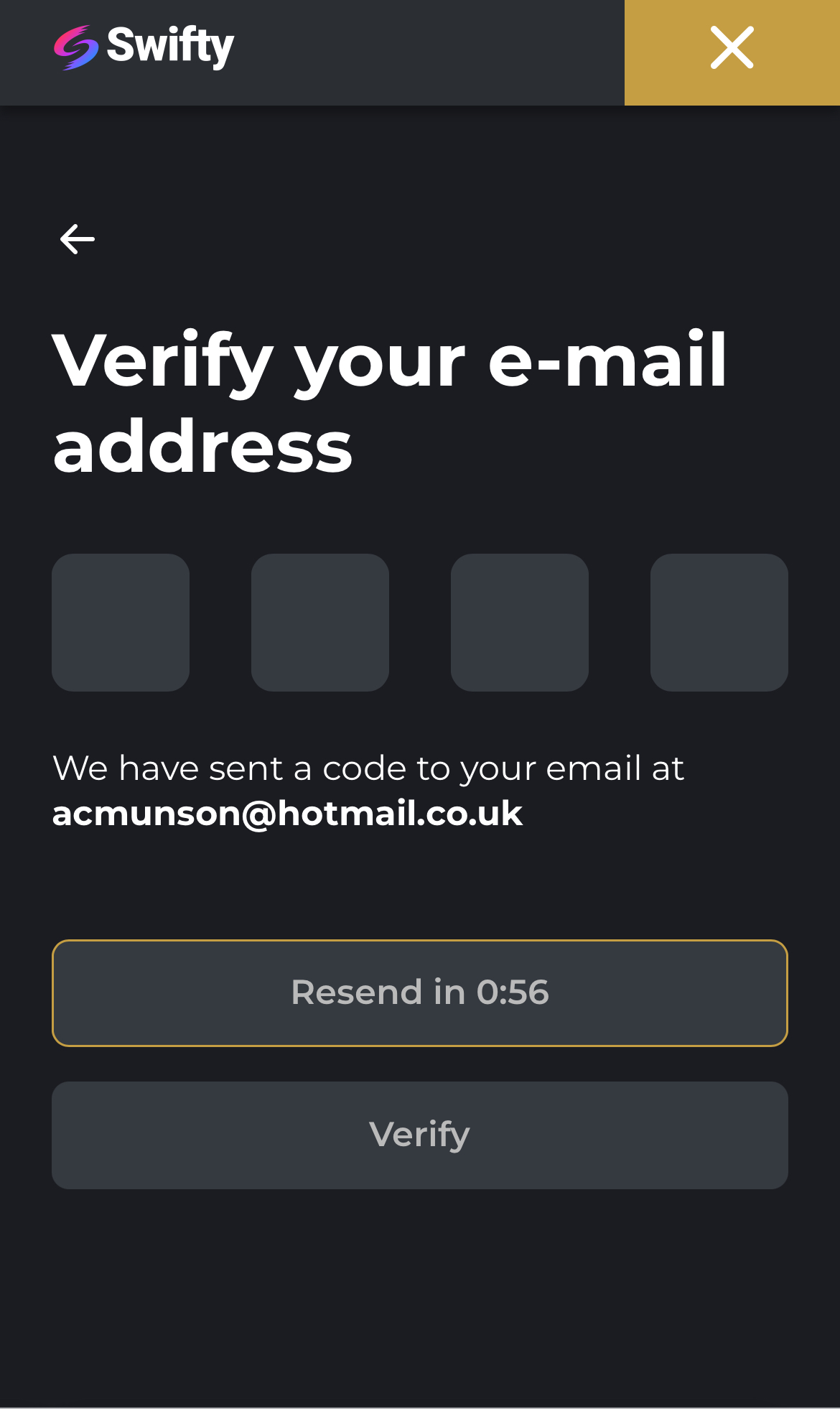 Swifty Sports Email Verify