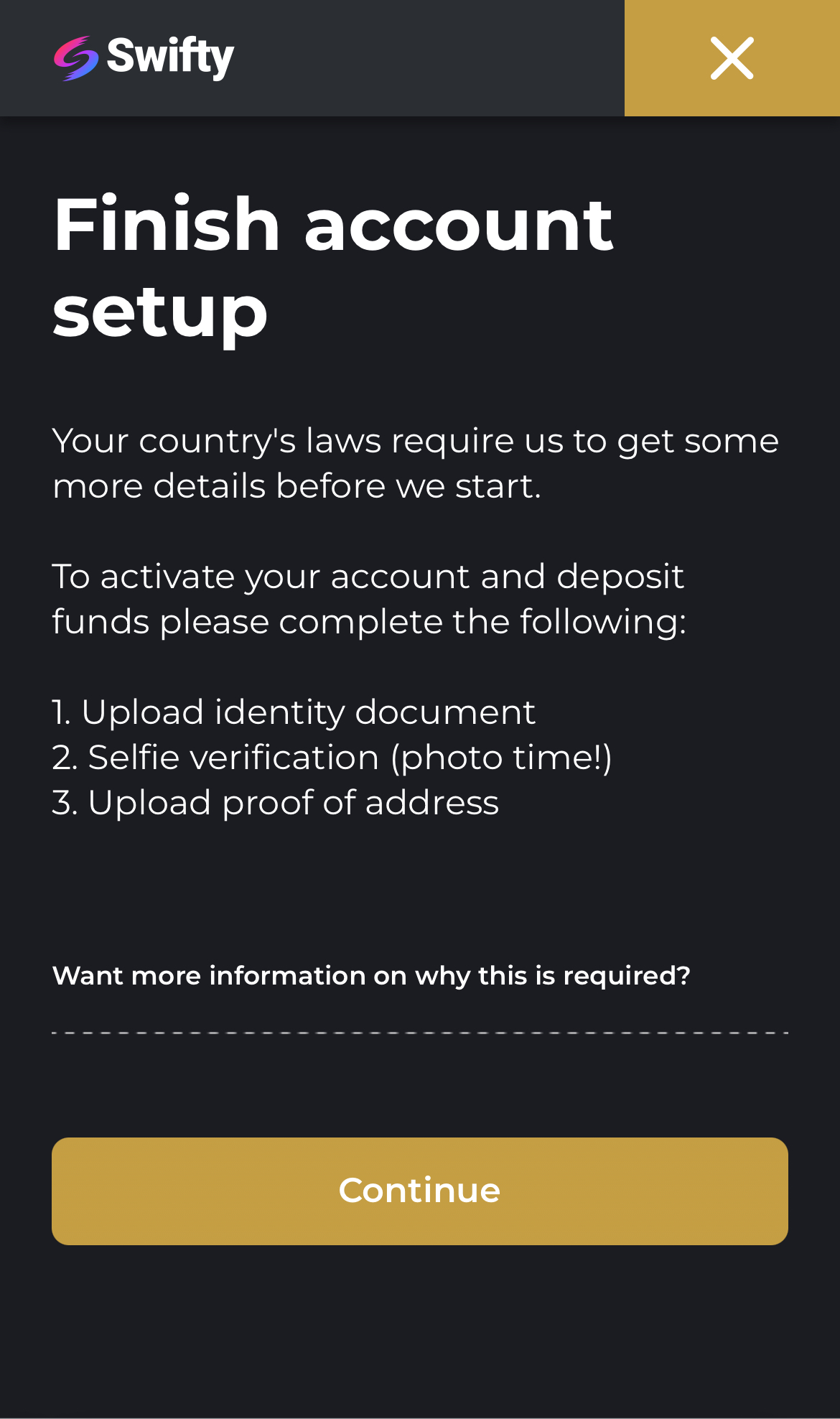 Swifty Sports ID Step 1