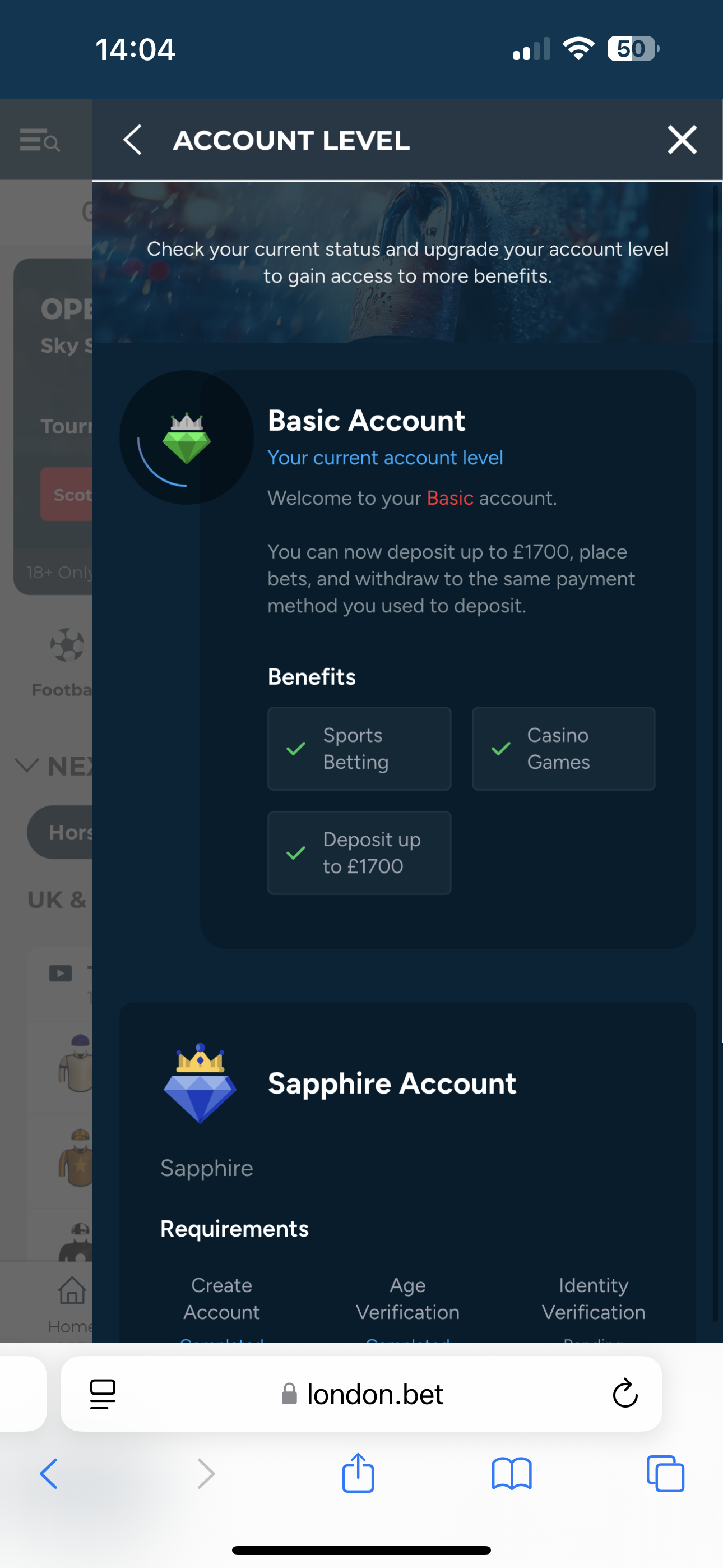 London Bet Sapphire Level