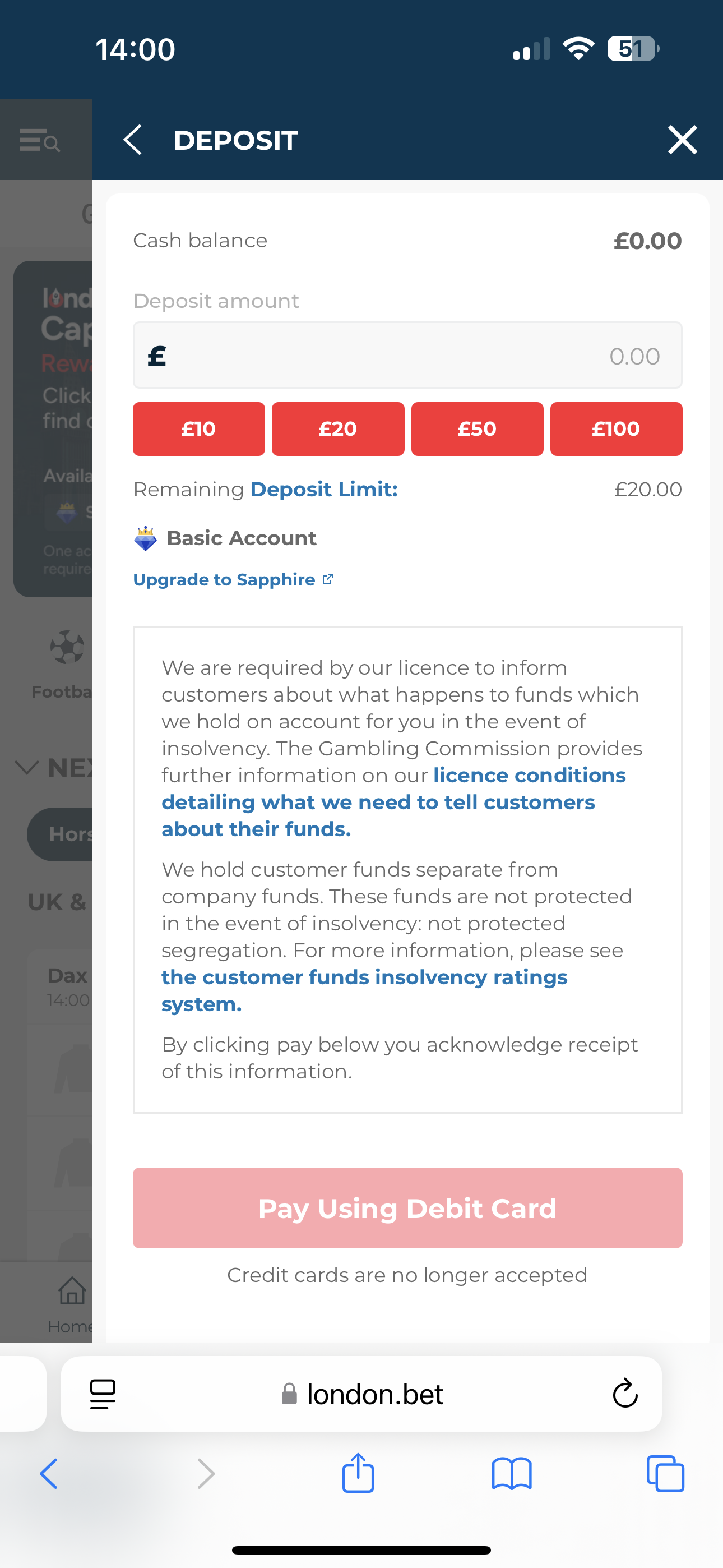 London Bet Deposit 1