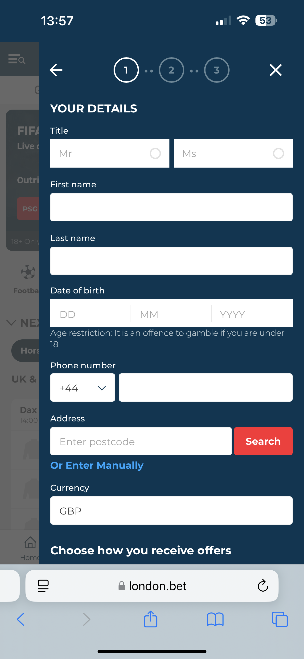 London Bet sign up 2