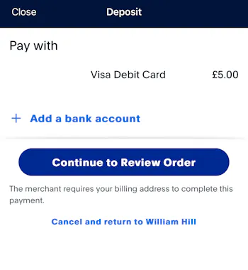 William Hill PayPal
