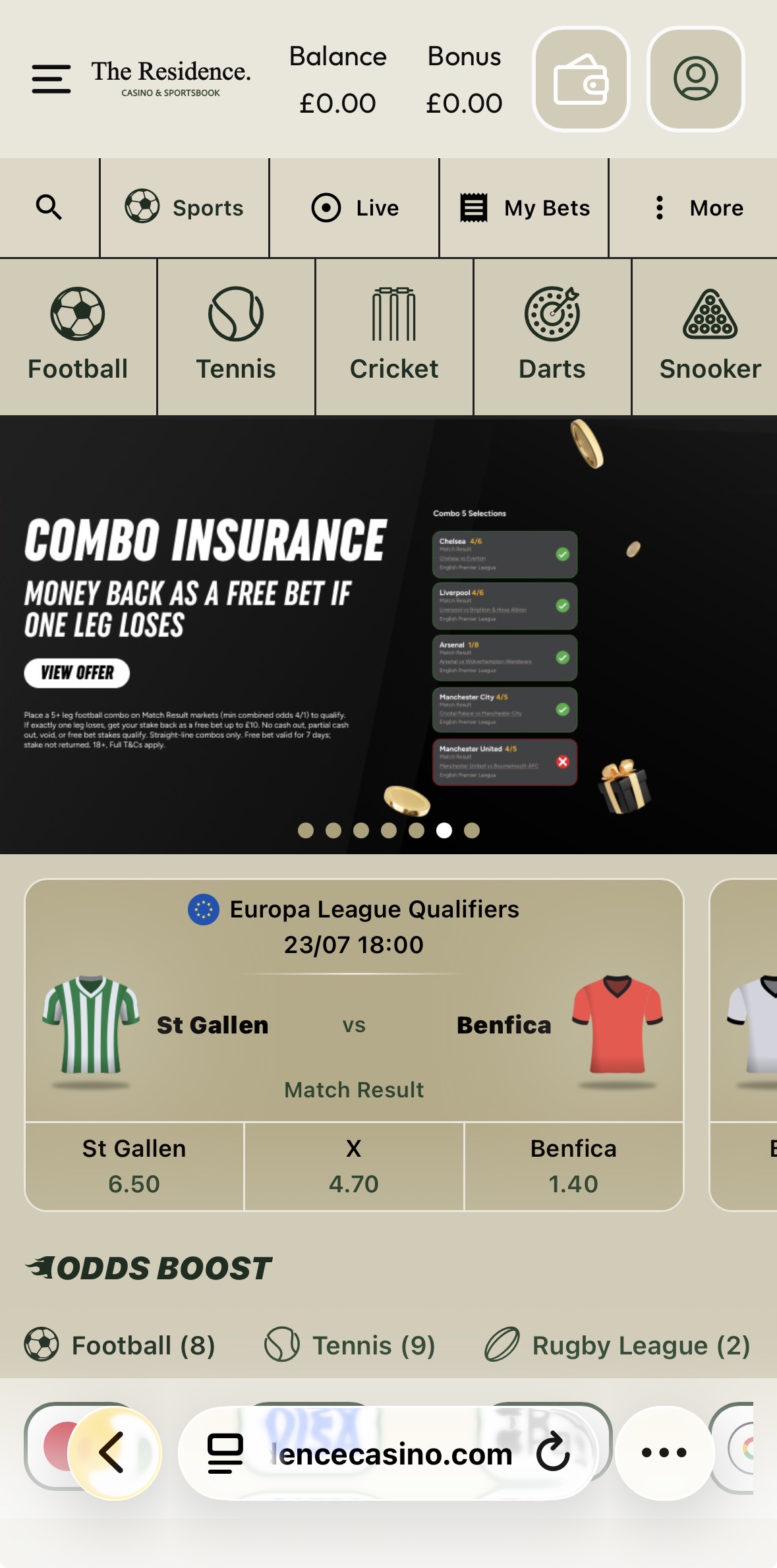 The Residence Casino & Sportsbook Deposit 1