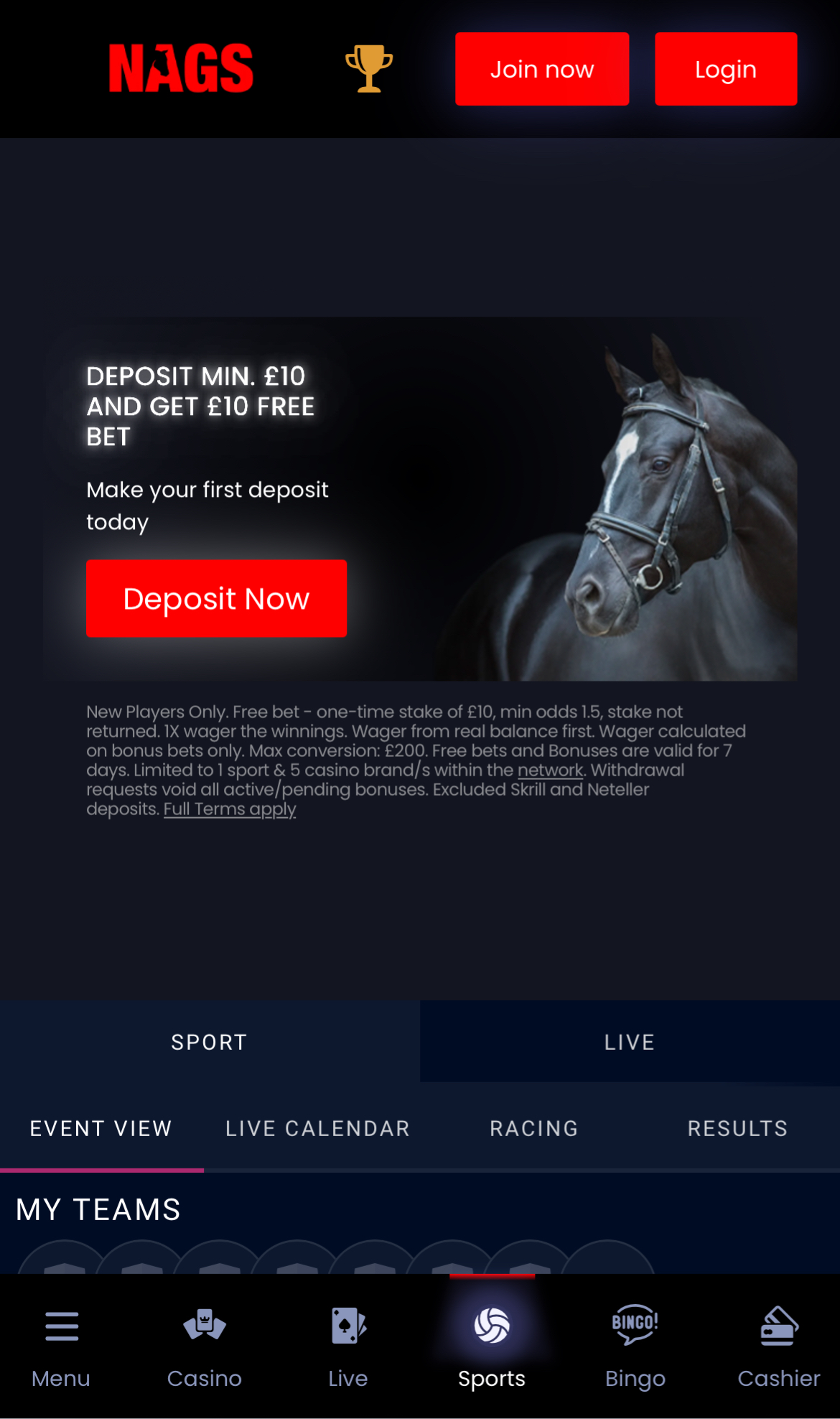 Nags Bet registration