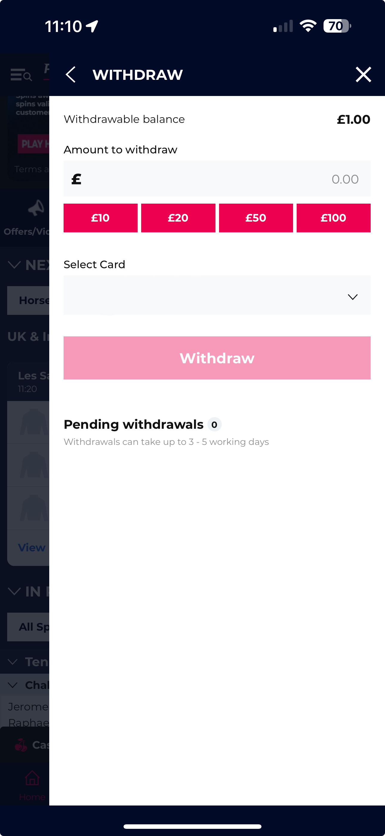 Planet Sport Bet Withdraw 1 