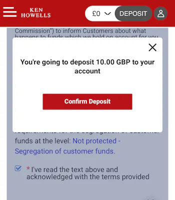 Ken Howells Deposit Confirmation