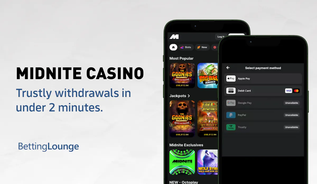 Trustly withdrawals in under 2 minutes at Midnite Casino