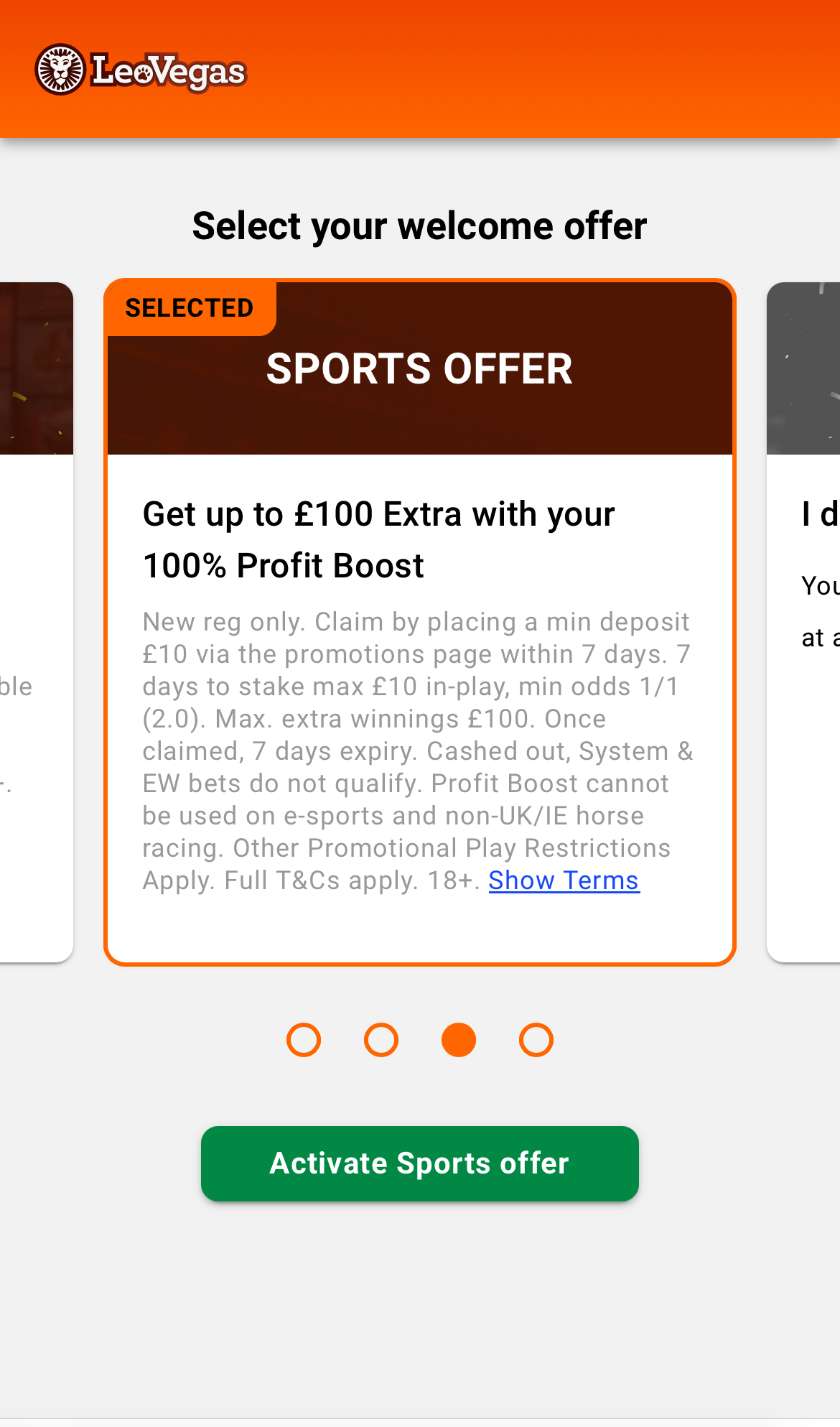 LeoVegas Offer Choice 2