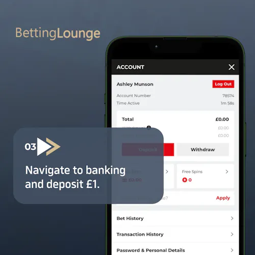 Step 3: Navigate to banking and deposit £1