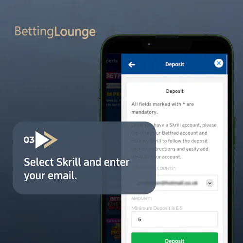 Step 3: Select Skrill and enter your email