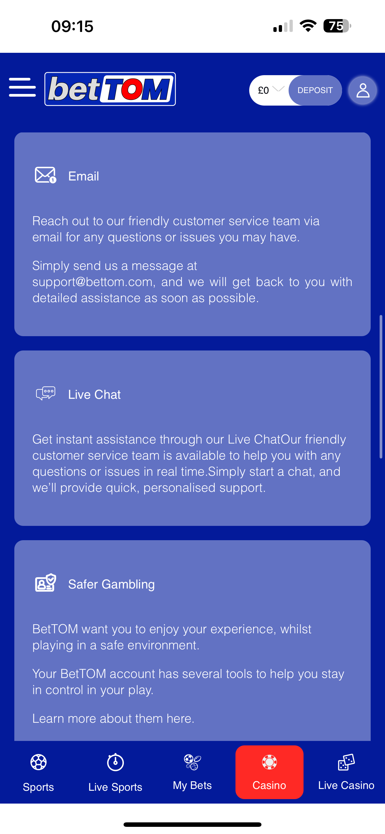 BetTom Customer Support