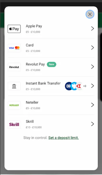 Unibet cashier in October 2025