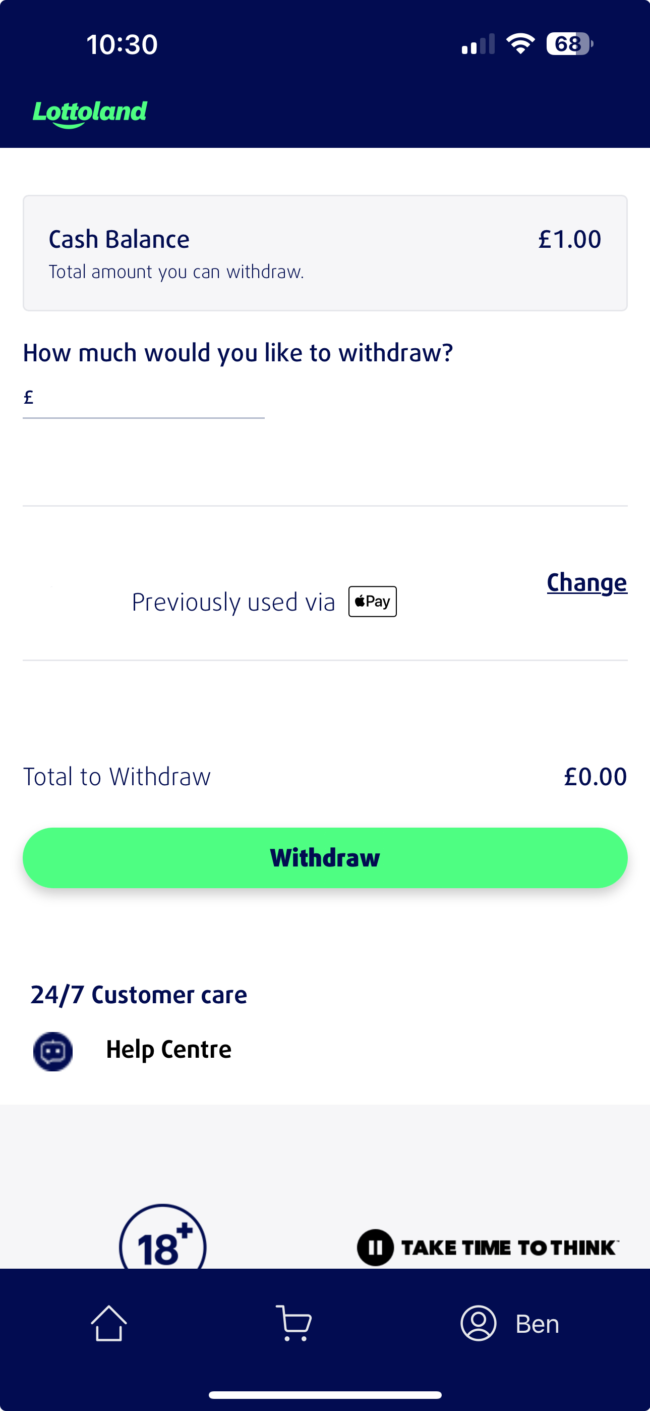 Lottoland New Withdraw 1