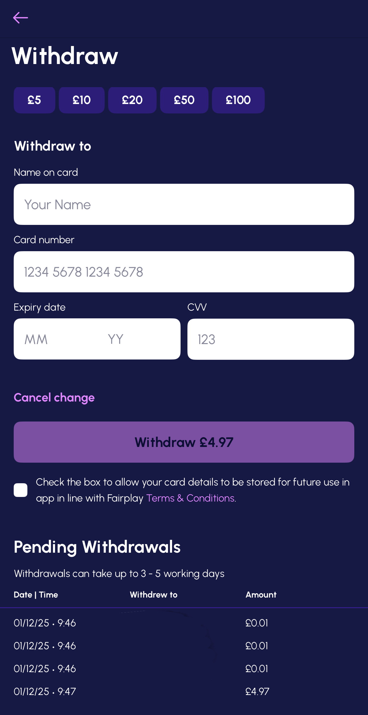 Fairplay Pending Withdrawals