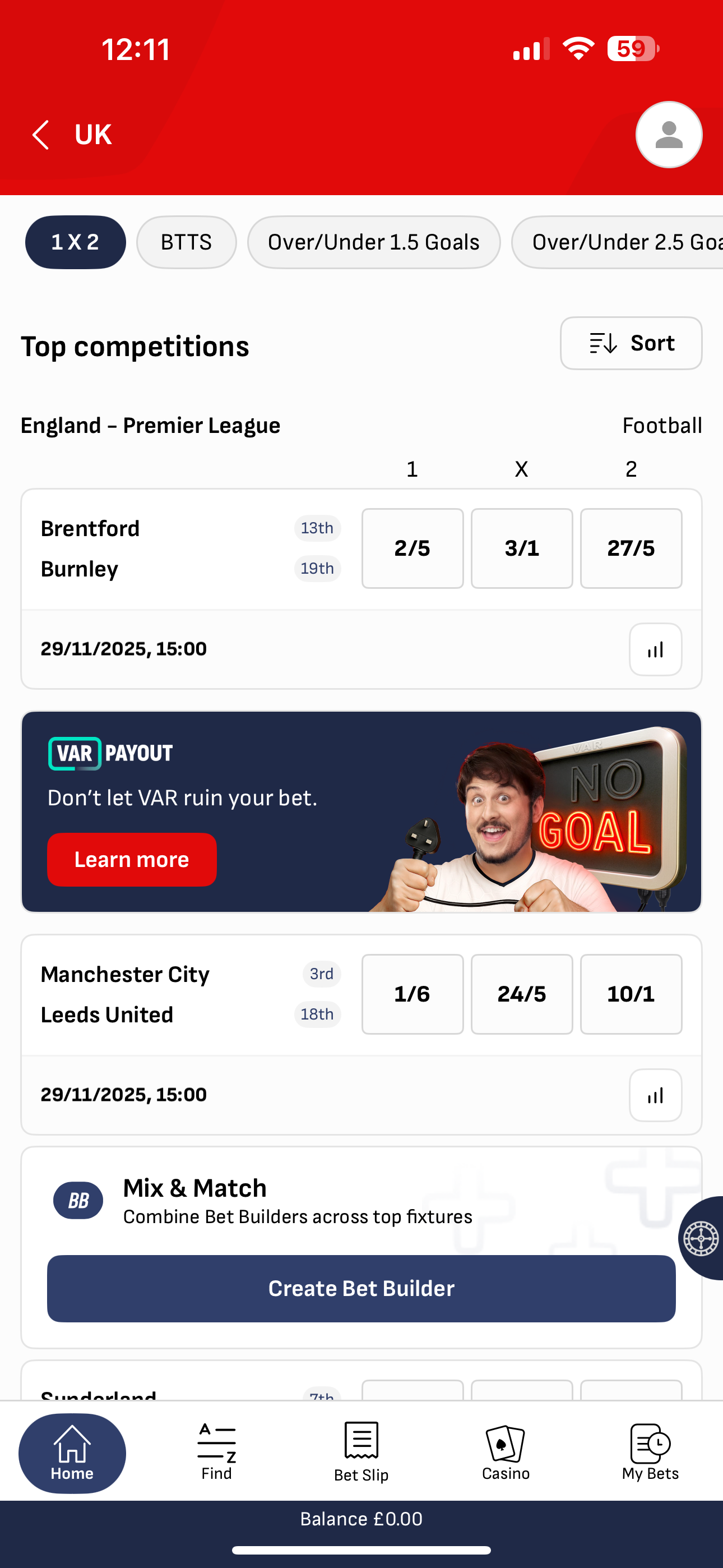 Virgin Bet VAR Payout