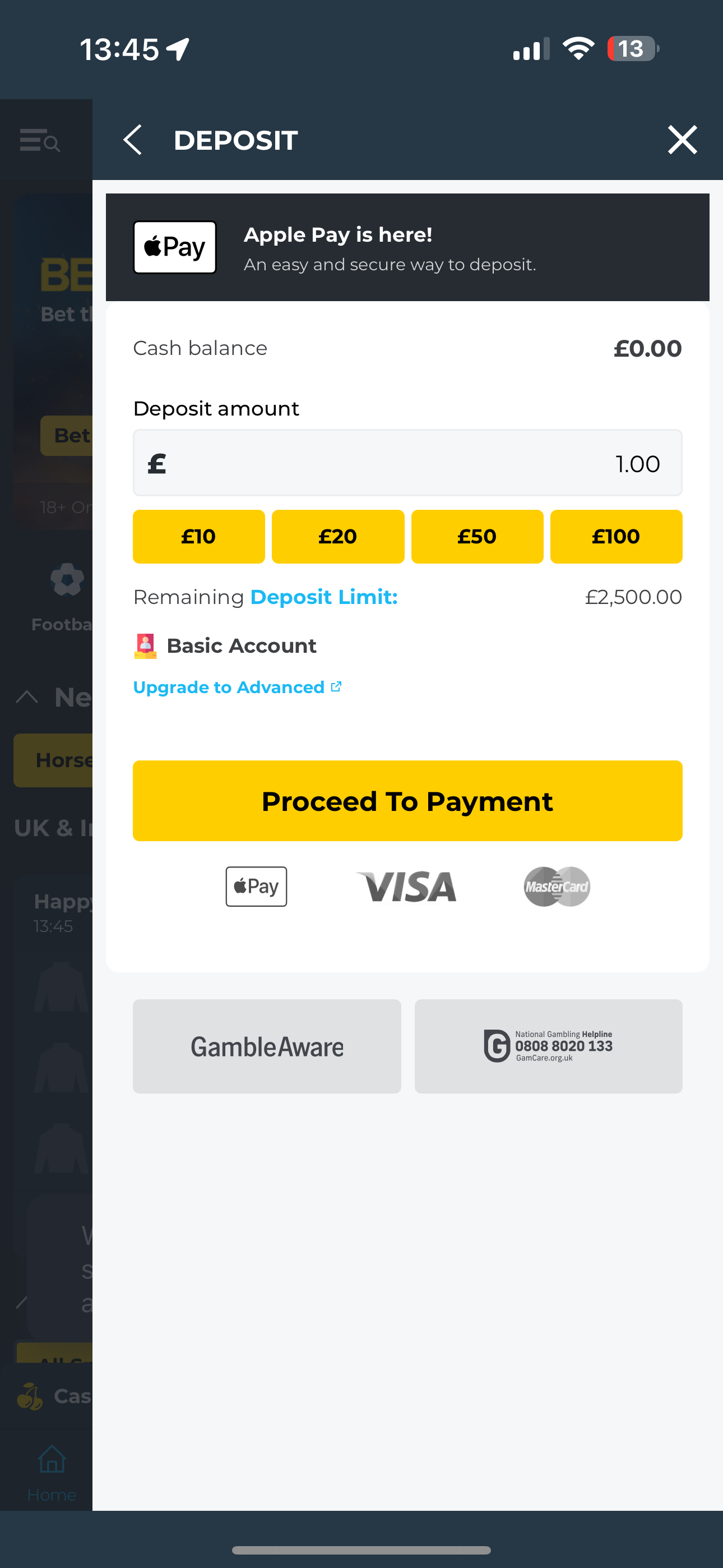 BetWright deposit cashier