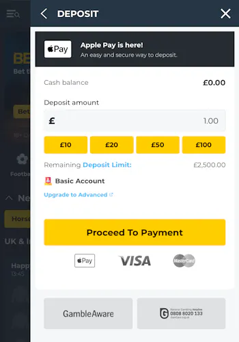 BetWright deposit cashier