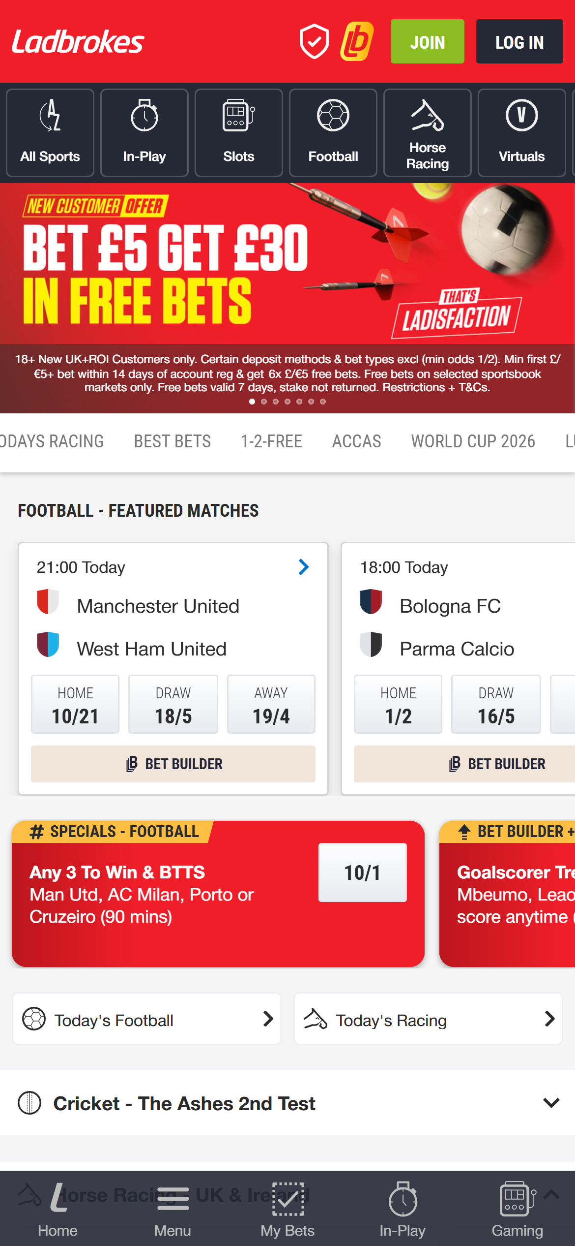 Ladbrokes 1-2-free homepage