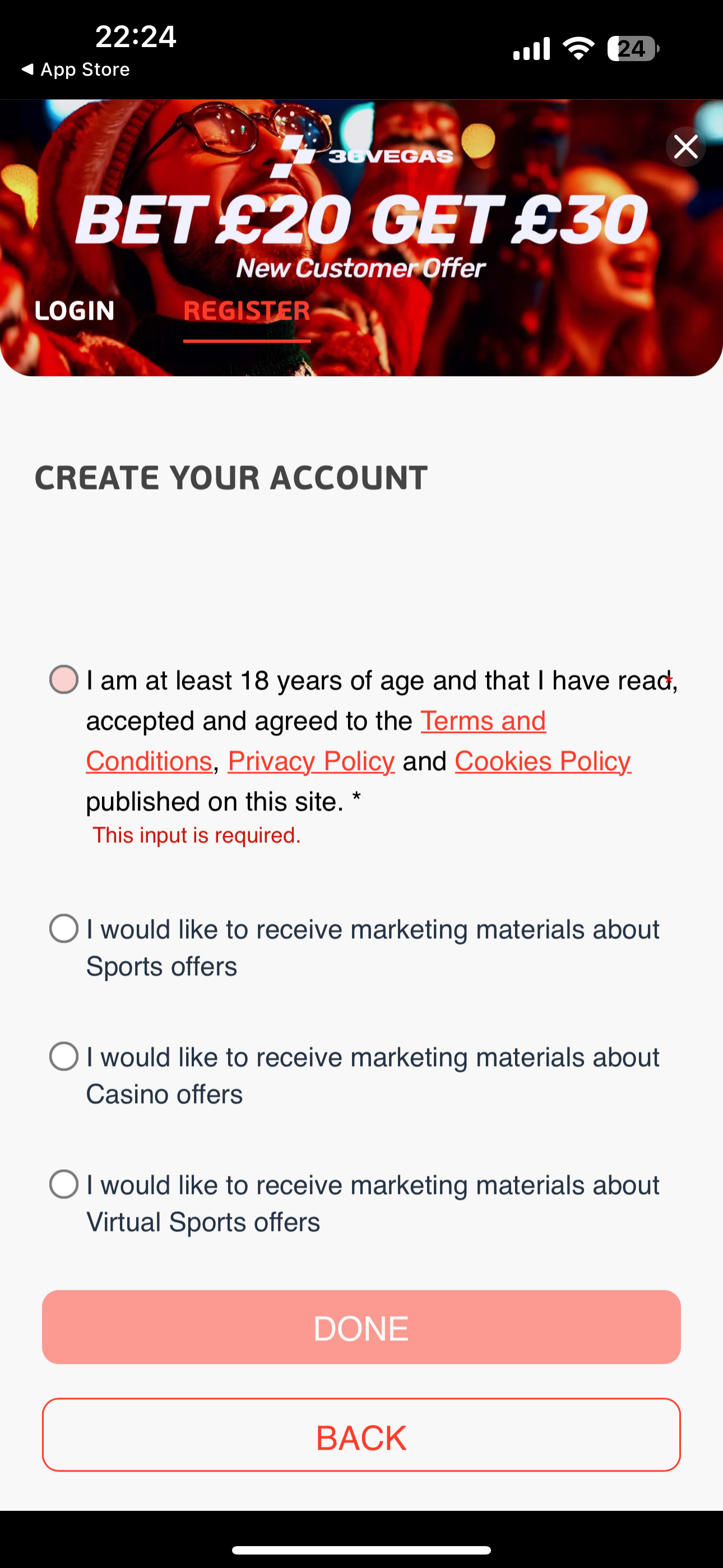 36Vegas Sign Up 5