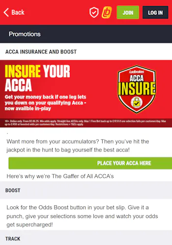 Ladbrokes acca insurance & boost