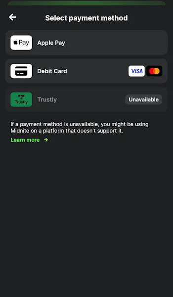 midnite payment options
