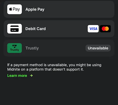 midnite payment options