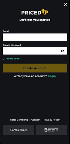 App - Pricedup - Sign up 1