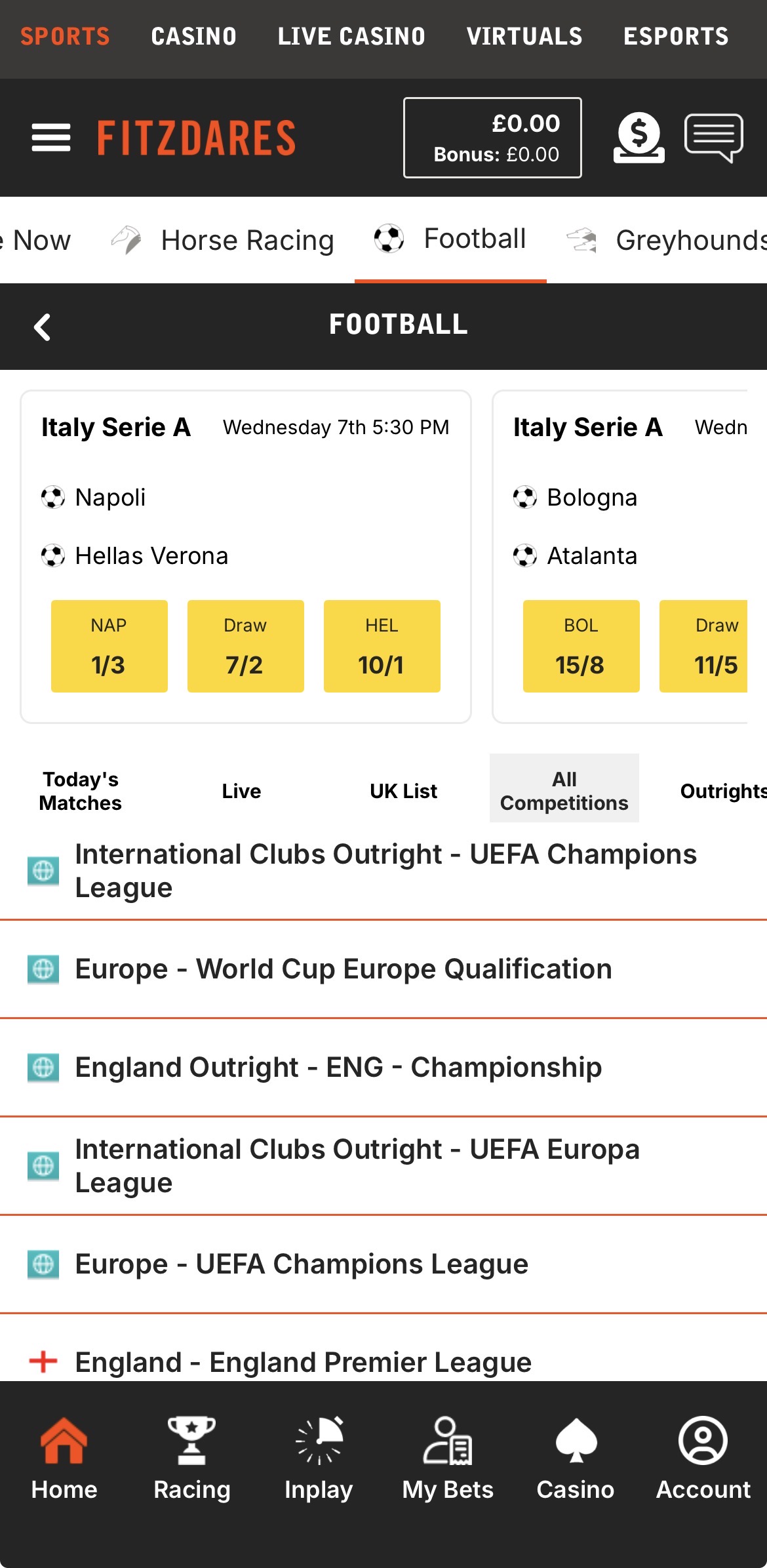 Fitzdares app sports