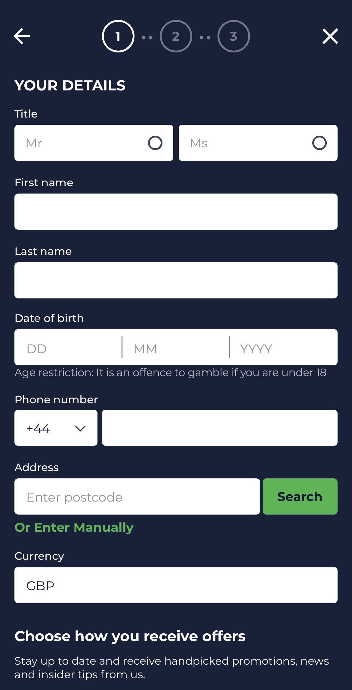 Bestodds sign up form 1