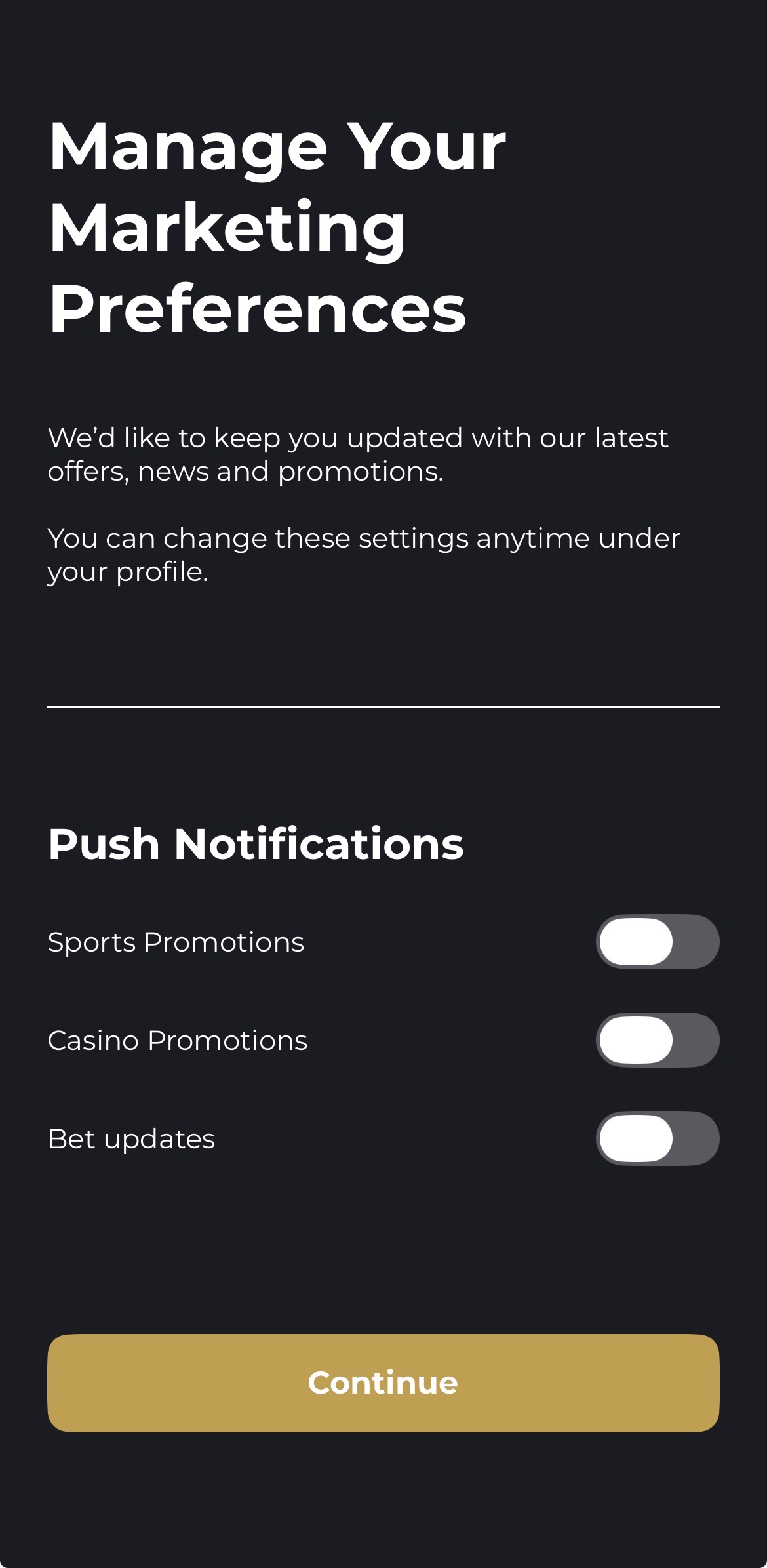 Swifty App - Marketing Preferences
