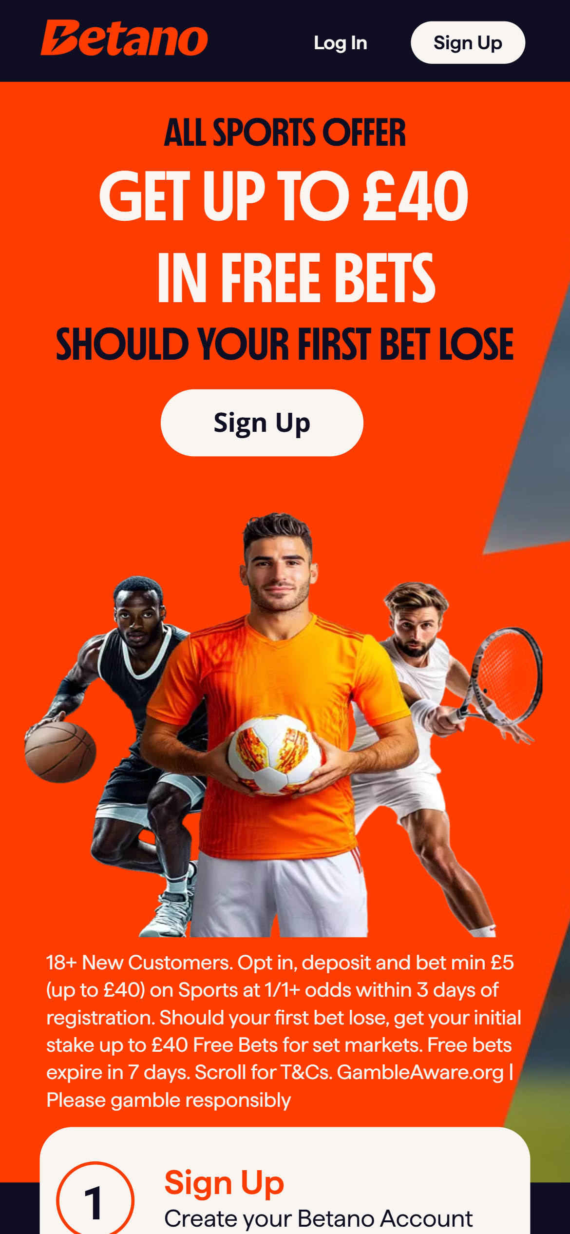 Betano get up to £40 free bets