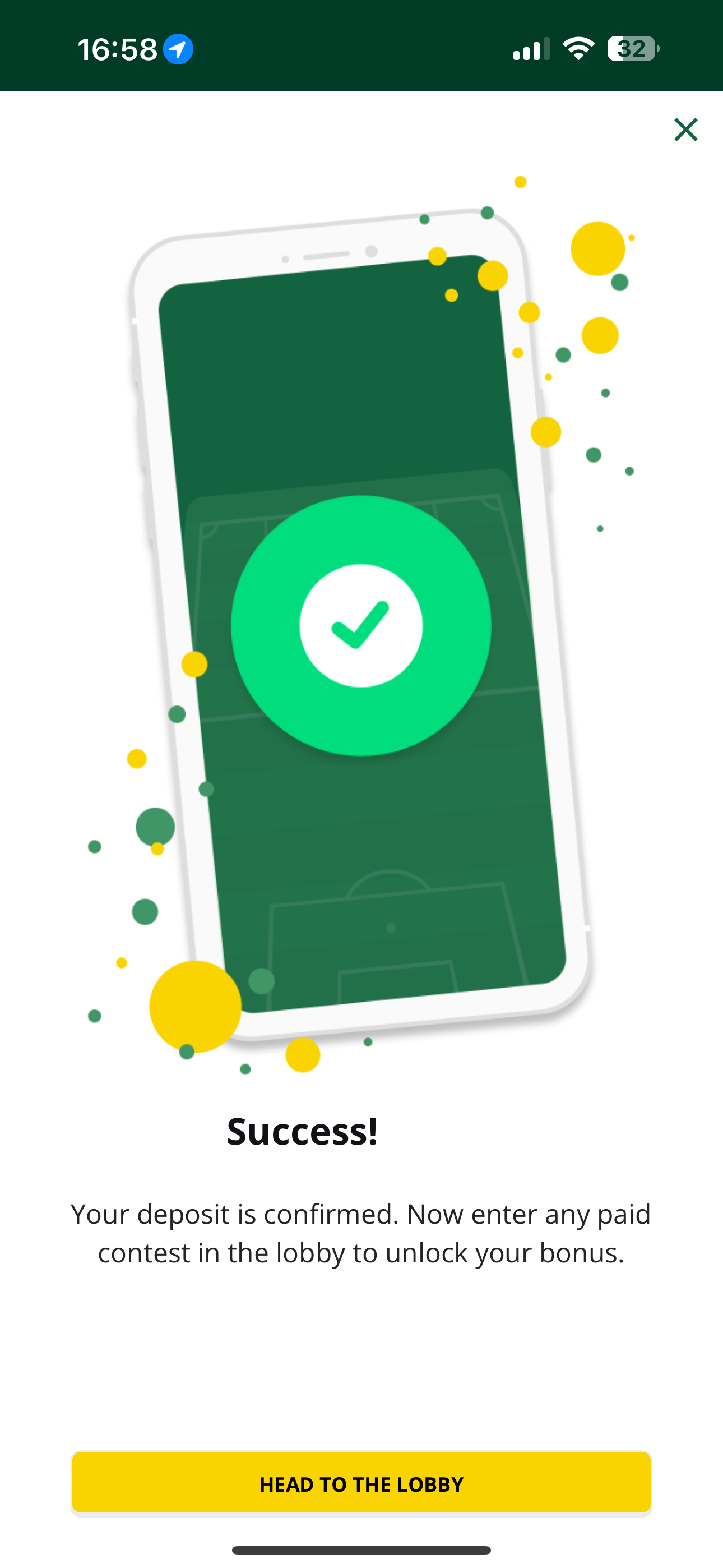 FanTeam Deposit Successful