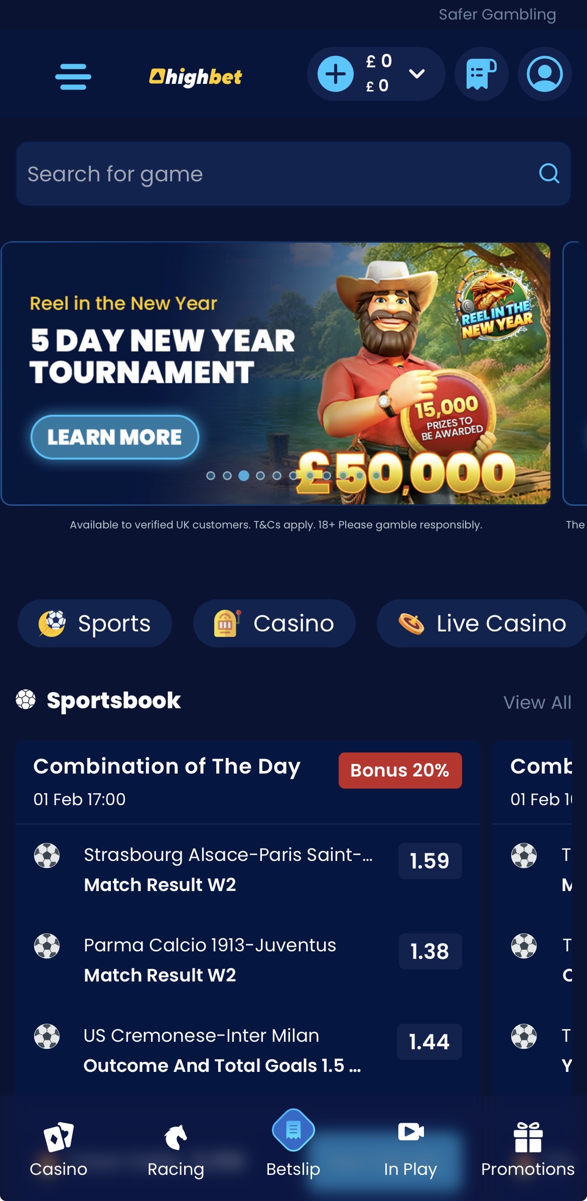 Highbet app - Deposit 1