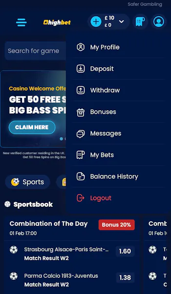 Highbet app - Withdrawal 1