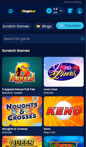 Highbet app - Casino Lobby.png