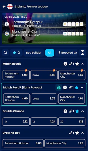 Highbet app - Fixture View