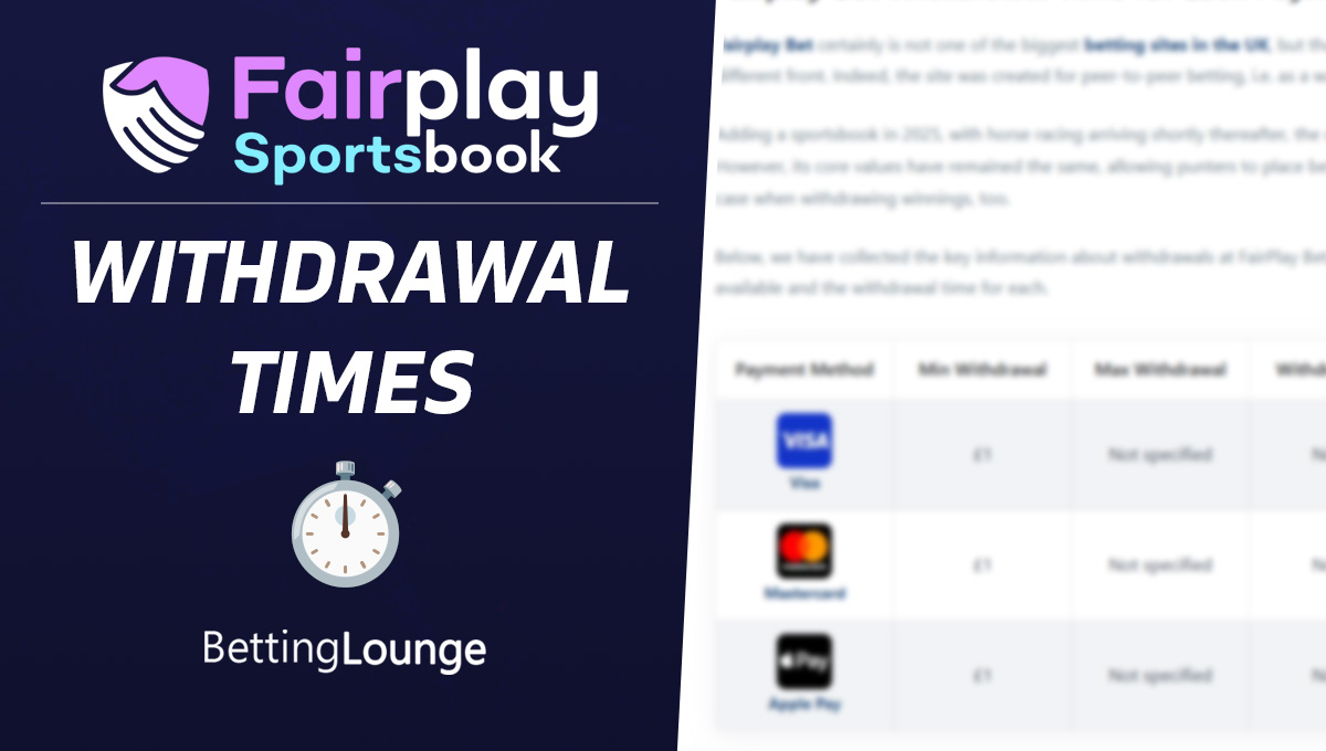 Fairplay Bet withdrawal time 