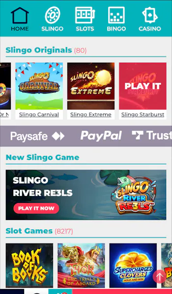 Slingo Game Interface on Spingenie Platform