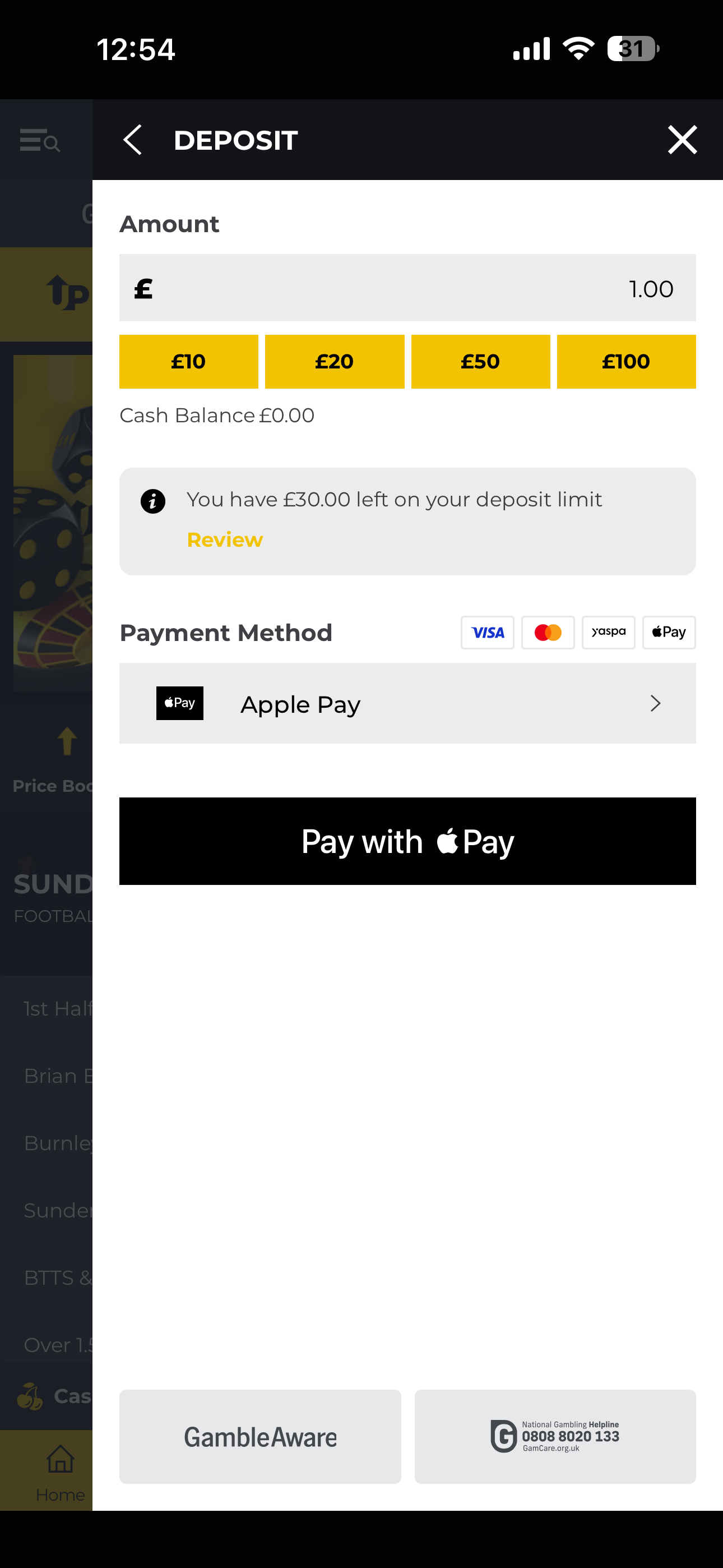 PricedUp deposit amount & methods